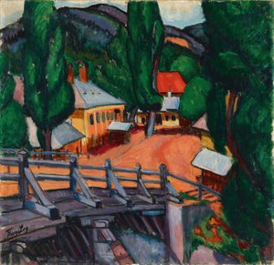 Paysage avec un pont