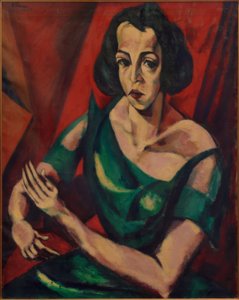 Portrait de femme (Femme en robe verte) - Lajos Tihanyi