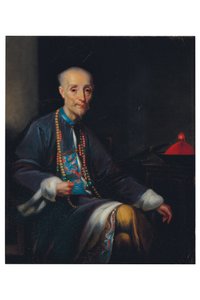 Portrait de Houqua, trois-quarts longueur, assis, à l