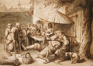 Un dentiste charlatan extrait une dent de paysan, fin XVIIe siècle - Lambert Doomer