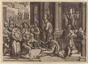Les apôtres Pierre et Jean guérissant le paralytique - Lambert Suavius