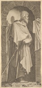 Saint Jacques le Mineur dans une niche arquée, tenant un bâton de marche dans ses mains, 1545 - Lambert Suavius
