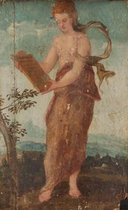 Femme avec panneau de texte - Lambert Sustris (circle of)