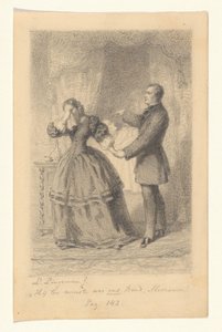 Couple au chevet de leur enfant mourant - Lambertus Lingeman (signed by artist)