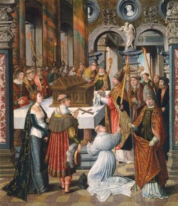 La Messe, détail de la Légende de Saint Bertin, par Lancelot Blondeel - Lancelot Blondeel