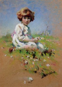 Marjorie - une fille cueillant des marguerites