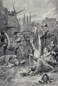 Sir Philip Sidney à la bataille de Zutphen (lithographie) - Lancelot Speed
