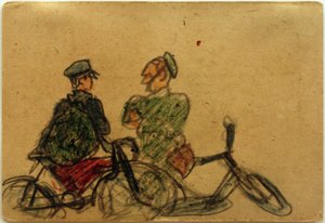 Sans titre (Cyclistes en conversation)