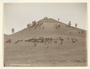 Travailler un petit groupe dans les collines, vers 1900