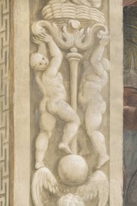 Putti, décorations autour des fenêtres (fresque) - Lattanzio Gambara