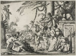 La Sainte Famille avec des putti - Laurent de la Hyre