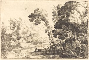 Paysage boisé avec une rivière - Laurent de la Hyre