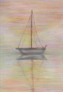 P-Town , 2025 (crayon de couleur sur papier teinté)