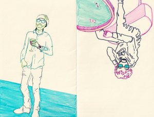 double trouble, 2024 (marqueur sur papier teinté) - Laurie Michaels