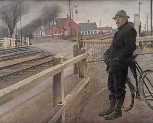 En attendant le train. Passage à niveau par la route de Roskilde