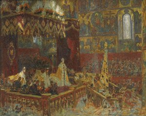 Cérémonie de couronnement du tsar Nicolas II à Moscou. Esquisse - Laurits Regner Tuxen