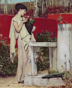Femme avec un vase de fleurs