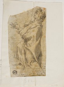Sainte femme agenouillée de profil