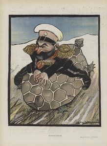 Aleksey Kuropatkin, ministre de la Guerre russe. Illustration pour Le Rire - Leal de Camara