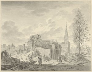 Vue sur le Rapenburg à Leyde après l