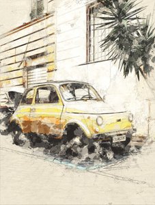 Fiat jaune classique