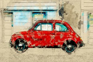 Rue des voitures rouges vintage