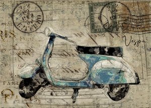 Carte postale vintage Vespa - Lembayung senja studio [Vintage Poster]
