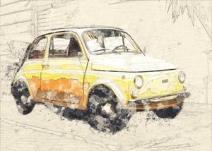 vieille voiture jaune