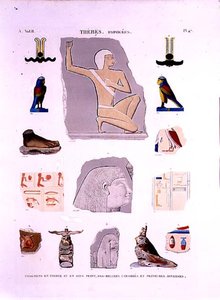 Illustrations de reliefs peints sur des fragments de pierre et de bois Hypogées, Thèbes planche 47 du Vol II de 