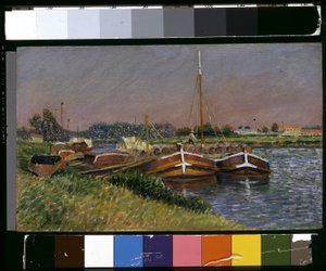 Barges sur la Marne à Lagny - Leo Gausson