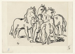 Homme avec trois chevaux