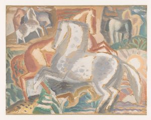 Chevaux dans un paysage