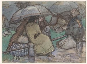 Réfugiés de Belgique à Roosendaal - Leo Gestel (signed by artist)