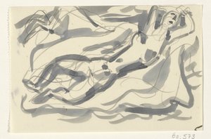Femme nue et cheval dans la mer