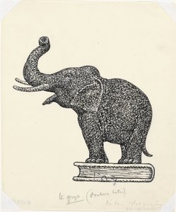 Éléphant sur un livre (esquisse)