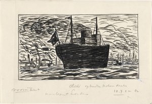 Navire entrant dans le port de Londres - Leo Gestel