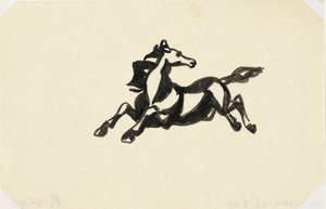 Cheval sautant avec la tête tournée en arrière