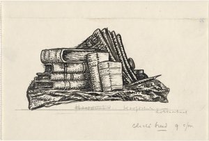 Pile de livres et fournitures d