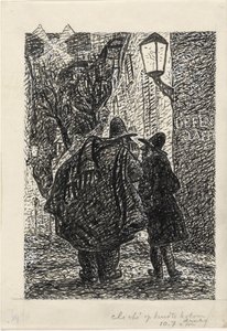 Deux hommes dans la rue dans le noir - Leo Gestel