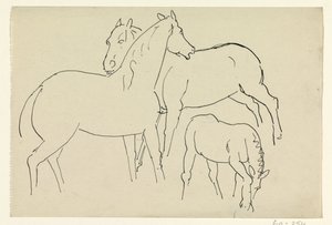 Deux chevaux et un poulain - Leo Gestel