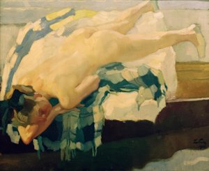 Nu féminin dans une barque