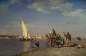 Scène au bord du Nil - Leon Auguste Adolphe Belly