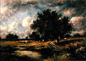Paysage avec vaches et personnages
