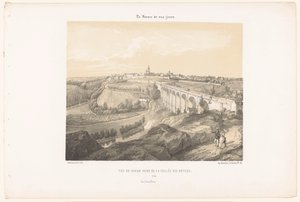 Vue de Dinan et du viaduc sur la rivière Rance, Vue de Dinan prise de la Vallée des Noyers, La France de nos jours - Leon Auguste Asselineau
