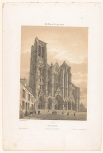 Vue de la façade de la cathédrale de Bourges - Leon Auguste Asselineau