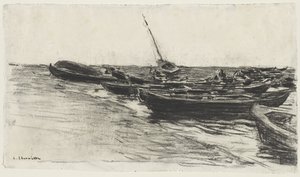 Bateaux sur la plage, vers 1874-81 - Leon Augustin Lhermitte