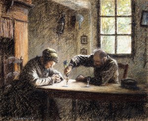 Homme et femme buvant de l