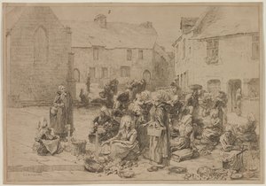 Le marché aux pommes à Landerneau, 1878