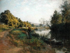 Les Rives de la Marne, Retour du Pêcheur, vers 1907 - Leon Augustin Lhermitte