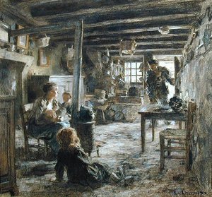 Une famille, intérieur fonte (Retour du père) 1887 - Leon Augustin Lhermitte